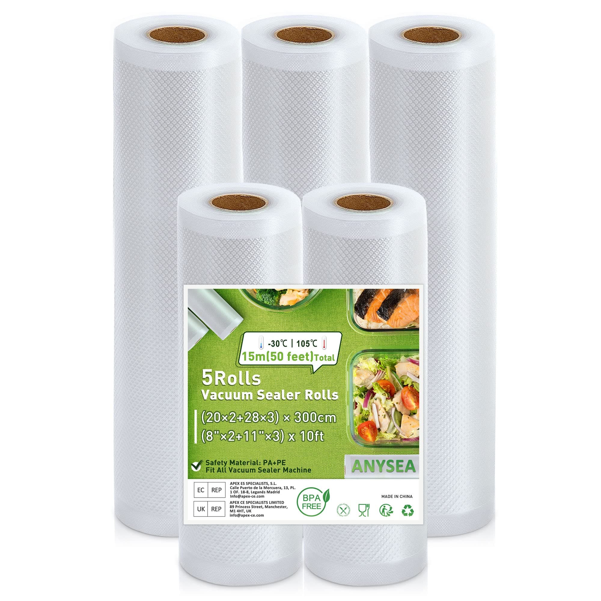 Vakumiererbeutel Vakuumierfolie Vakuumbeutel-Lebensmittel Vakumierfolienrollen Einschweissbeutel：Vakuumrollen Folienrollen für Vakuumierer BPA Frei Sous Vide Beutel 5 Rollen 20x2/28x3/x300cm Angebot bei HelloDeals
