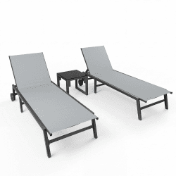 UDPATIO Sonnenliege 2er Set mit Tisch, Gartenliege wetterfest mit Rollen, 5-Fach Verstellbar, Relaxliege, Liegestuhl für Garten, Poolbereich, Balkon, bis 150 KG, 3-teilig, Grau Grau 195x60x96cm/40x40x40cm Angebot bei HelloDeals