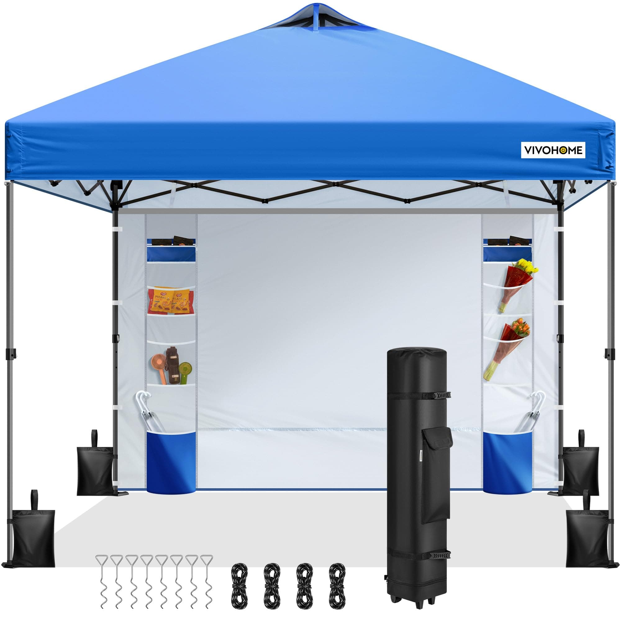 VIVOHOME 3x3m Pop up Pavillon mit Seitenwand Faltbar Wasserdicht Stabil | Gartenpavillon Höhenverstellbar inkl. Tragetasche und 4 Sandsäcke UV 50+ CPAI 84 für Outdoor Markt Garten Hof Blau Blau mit Seitenwand 3x3m Angebot bei HelloDeals