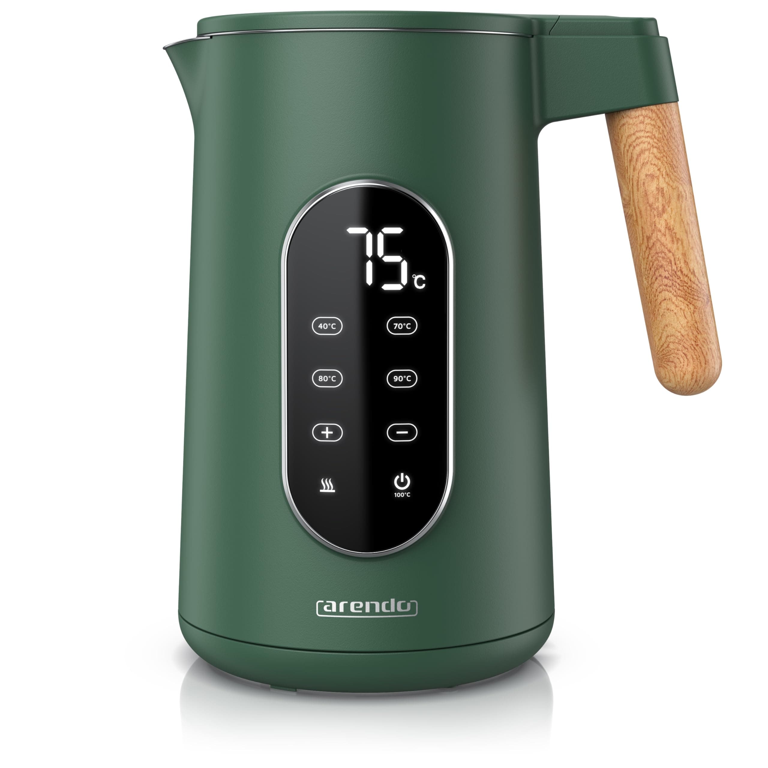 Arendo - Edelstahl Wasserkocher mit Temperatureinstellung 40-100°C - Doppelwand Design Cool Touch - Display im Gehäuse - Kabellos - 2200 W - 1,7L – Überhitzungsschutz – Warmhaltefunktion - BPA-frei C: Grün Angebot bei HelloDeals
