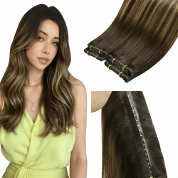 LaaVoo Balayage Braun Butterfly Weft Extensions Echthaar #4/27/4 50cm 100g | Butterfly Weft Hair Extension Tressen Braun PU OVO Weft Haarverlängerungen Extensions Ombre Dunkelbraun Karamellblond 1.9-butterfly weft-#4/27/4 50cm-100G Angebot bei HelloDeals