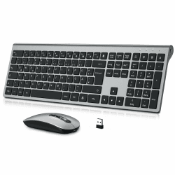 cimetech Tastatur Maus Set Kabellos 2.4G Aufladbar Ergo Slim für PC/Laptop | Wiederaufladbare Funktastatur Ergonomisch QWERTZ Layout (Deutsch), Ultra Slim für Computer/Desktop/PC/Laptop/Windows Grau&Schwarz Angebot bei HelloDeals