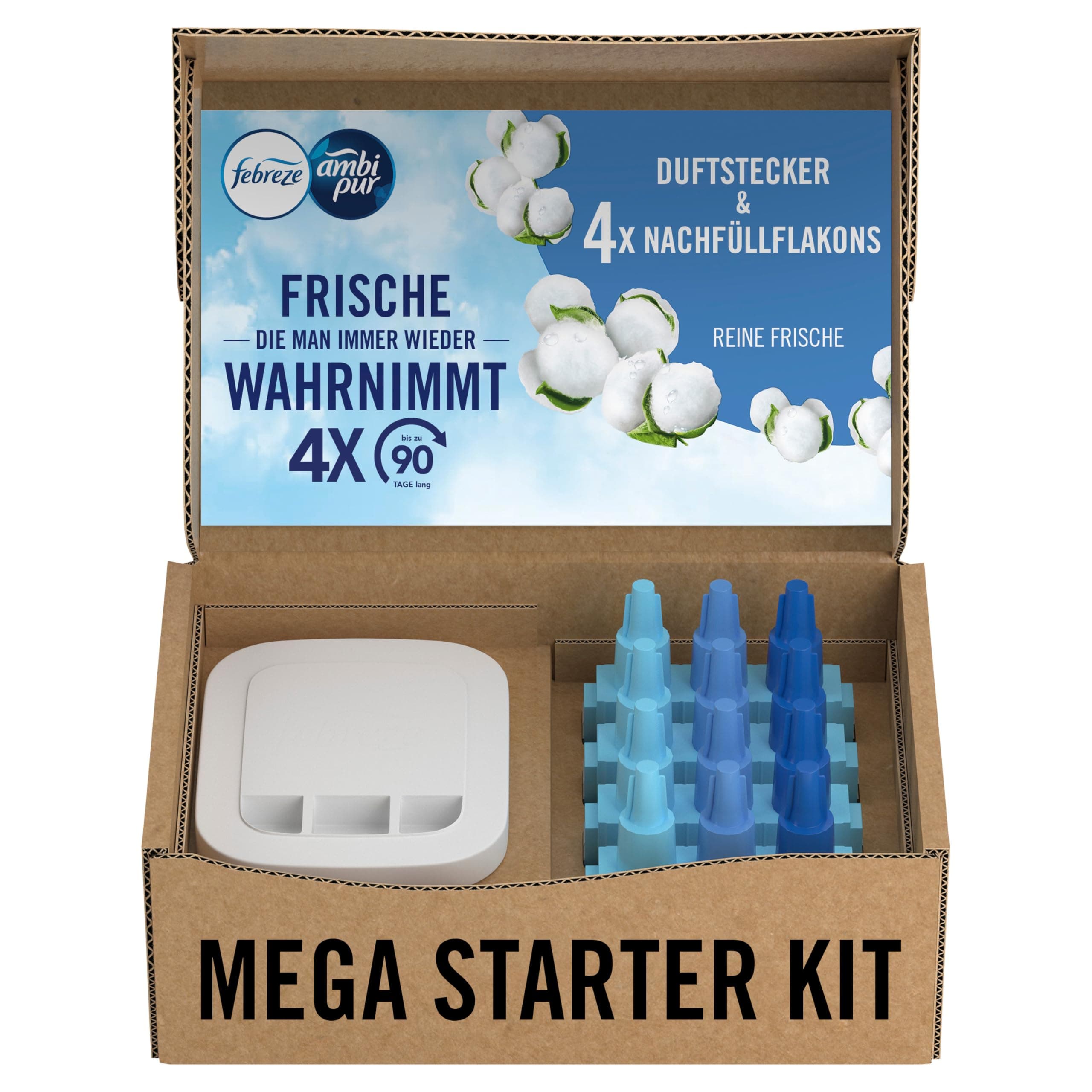 Febreze 3Volution Duftstecker Starterkit + 4er Nachfüller Reine Frische | Automatisches Frischeduft-System mit 3 wechselnden Düften zur Geruchsbekämpfung. Angebot bei HelloDeals