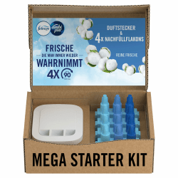 Febreze 3Volution Duftstecker Starterkit + 4er Nachfüller Reine Frische | Automatisches Frischeduft-System mit 3 wechselnden Düften zur Geruchsbekämpfung. Angebot bei HelloDeals