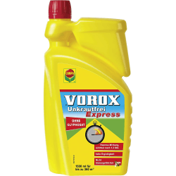 VOROX Unkrautfrei Express - Bekämpfung von Unkräutern an Zierpflanzen, Obst und Gemüse, wirkt gegen Algen, Moos und mehr als 50 Unkräuter - 1,5L Konzentrat Angebot bei HelloDeals