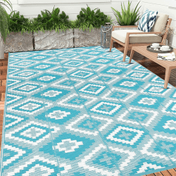 Enyhom Groß Außenteppich 180 x 270 cm, Robuster Flachgewebe Kunststoff Picknickdecke, Wendbarer UV-beständige Campingmatte, Wasserdicht Farbecht Balkonteppich für Outdoor RV Camping, Türkis Türkis-2 180 x 270 cm Angebot bei HelloDeals