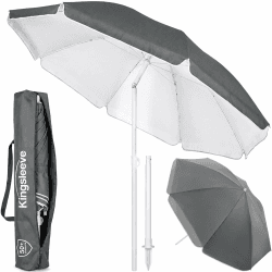 Kingsleeve® Sonnenschirm UV 50+ Tragetasche groß Strandschirm wasserabweisend neigbar höhenverstellbar Erdspieß Balkon Strand Rund Gartenschirm Anthrazit 180cm Anthrazit Angebot bei HelloDeals