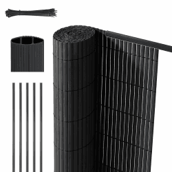 Sekey PVC Sichtschutzmatte mit Abdeckprofil & Kabelbindern - 100x400cm Doppelte Verstärkung Innen, Balkon Sichtschutz Sichtschutzzaun Windschutz Wasserdicht ohne Bohren für Balkon Garten, Anthrazit 1x4m (mit Abdeckprofil & Kabelbindern) Anthrazit Angebot bei HelloDeals