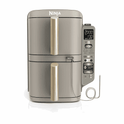 Ninja Double Stack XL-Heißluftfritteuse, 6 Funktionen, Steingold SL451EUSD | mit digitalem Bratenthermometer und 2 vertikalen Schubladen, 4 Ebenen, und 2 Rosten, 9,5 l Fassungsvermögen, 8 Portionen Stein-gold 9.5L Angebot bei HelloDeals