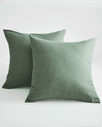 MILDLY Kissenbezug 80x80 Baumwolle mit Reißverschluss ÖKO-TEX Salbeigrün | 100% Baumwolle, Leinenoptik mit Waschung, praktischer Reißverschluss Salbei Grün 2tlg. 80*80cm Angebot bei HelloDeals