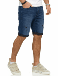 JACK & JONES Infinity Herren Jeans Shorts Rick Bermudas Used Look L Dark Blue Denim / 2 Angebot bei HelloDeals