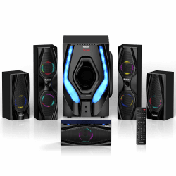 Bobtot Surround Sound System, 1200 Watt Spitzenleistung, 10-Zoll-Subwoofer | 5.1 Soundsystem Lautsprecher, Heimkino Sound Systems kräftiger Bass mit ARC, optischer, AUX, Bluetooth-Eingang Angebot bei HelloDeals