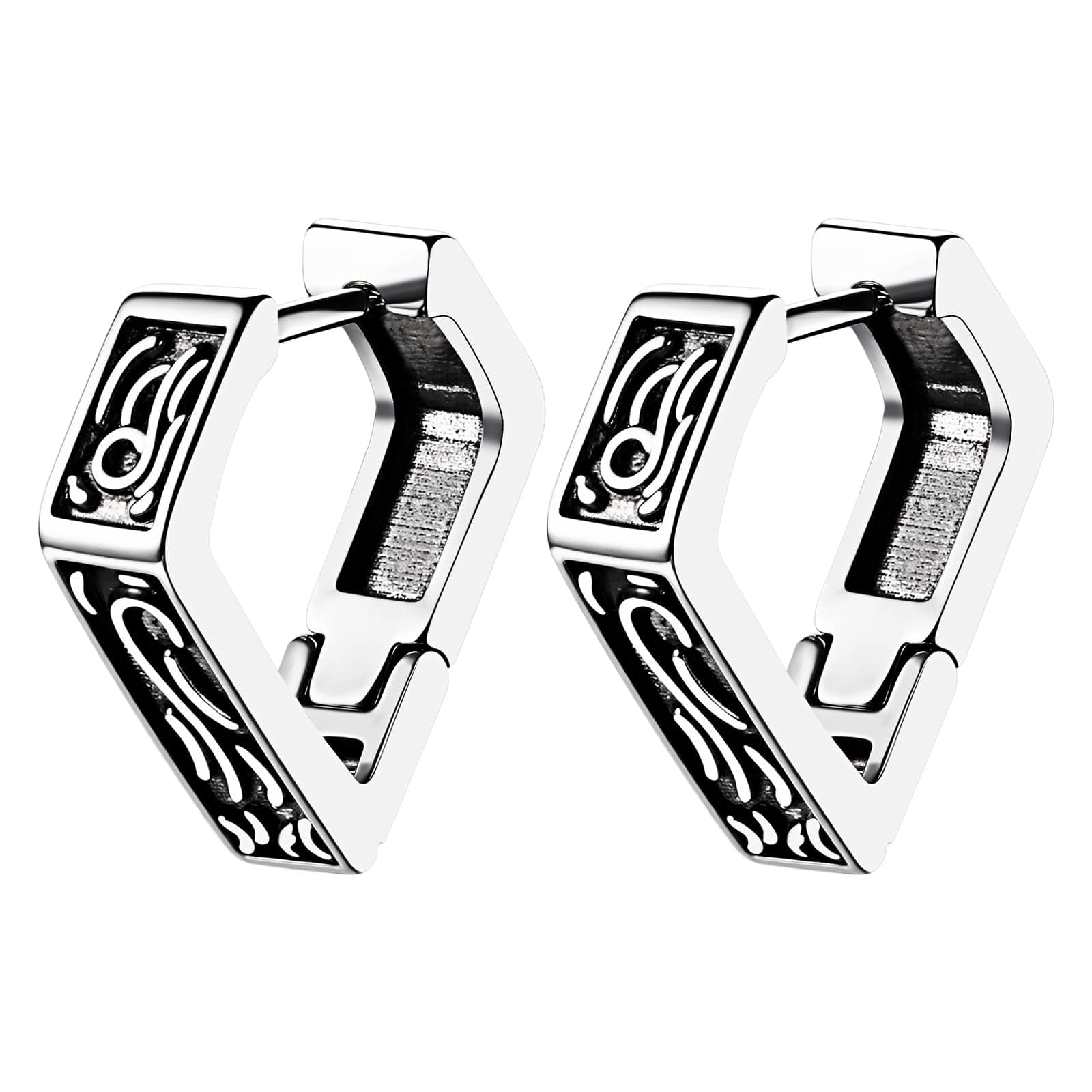 JewelryWe Creolen Ohrringe Herren Edelstahl Keltische Knoten Türkis Schlangen Huggie Creolen Unisex Klein Kreolen Ohrringe Set Wikinger Gothic Punk Schmuck Geschenk für Männer Frauen Dreieckig Angebot bei HelloDeals