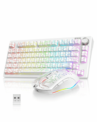 RedThunder K75 Gaming Tastatur und Maus Set Kabellos, 75% US Layout, Seitliche TKL Membrantastatur, 2,4G/USB/BT-Modus, Dual-Betriebssystem, Dreimodus-Maus, 4800 DPI, 4000 mAh. (Weiße Kontur) Angebot bei HelloDeals