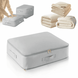 Ultra Platzsparender Selbstkomprimierender Organizer, Aufbewahrungstasche | Komprimierender Beutel,Bewegliche Organizertaschen für bettdecken ,Selbstkomprimierender Organizer für Bettdecken, Kleidung Grau Angebot bei HelloDeals