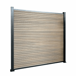 Floordirekt Gartenzaun 180x180cm mit Aluminium Pfosten - WPC Zaun Komplettset Kronos - Sichtschutzzaun - Windschutz Sichtschutz für Terrasse & Garten - Inklusive Montagematerial (Teak) Angebot bei HelloDeals