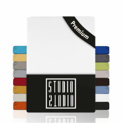 STUDIO Premium Spannbettlaken 90x200cm, 90x220cm, 100x200cm & 100x220cm – Jersey-Spannbetttuch aus 97% Baumwolle & 3% Elastan – Weiß – Öko-Tex Zertifiziert, bügelfrei – für Matratzen 15–35cm Weiß 90x200cm – 100x220cm Angebot bei HelloDeals