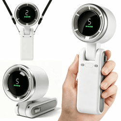 HOAMZ Handventilator, Tragbarer Mini Ventilator, Wiederaufladbar, Kleiner Taschenventilator Mit 5 Geschwindigkeitsstufen, 180° Faltbarer USB-Ventilator für Büro, Outdoor, Bis zu 12 Stunden Kühlung Angebot bei HelloDeals