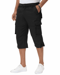 NANAMEEI 3/4 Hose Herren SommerKurz Cargohose Freizeitshorts Männer Sport Dreiviertel Hosen mit Multi Taschen Schwarz L Angebot bei HelloDeals