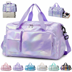 Sporttasche Damen, Reisetasche mit Schuhfach und Nassfach | Reisetasche Damen Glitzer Gym Bag saunatasche Reisetaschen Mädchen für Training, Reise & Wochenendtrips Lila Angebot bei HelloDeals