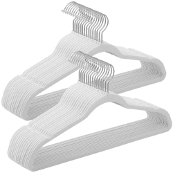 SONGMICS Kleiderbügel Samt, 30er Set, Bügel, Jackenbügel, 41,5 cm breit, Anzugbügel, dünn, gut belastbar, um 360° drehbarer Haken, für Mäntel, Hemden und Anzüge, weiß CRF026W02 30 Stück Weiß Angebot bei HelloDeals