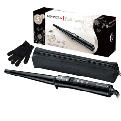 Remington Lockenstab [kegelförmig 13-25mm] Pearl Digital (hochwertige Keramikbeschichtung mit echten Perlen) LCD-Display 130-210°C, Hitzehandschuh, natürliche Locken, Spirallocken & Beach Waves, CI951 | Keramikbeschichtung mit echten Perlen, 30 Sekunden A Angebot bei HelloDeals