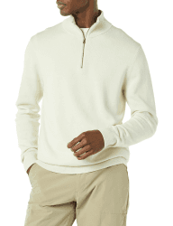 Amazon Essentials Herren Pullover mit Viertelreißverschluss aus 100% Baumwolle L Elfenbein Angebot bei HelloDeals