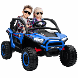 AIYAPLAY Kinder Elektroauto 24V mit 2,4 GHz Fernbedienung 3-8 Jahre Blau | Kinderauto UTV, 4 Motor, Kinderfahrzeug mit Hupe, Musik, Scheinwerfer, Elektrofahrzeug Angebot bei HelloDeals
