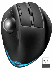 SABLUTE MAM1 Pro Ergonomische Trackball Maus Kabellos, RGB, Bluetooth & USB | Wiederaufladbare Maus mit Daumensteuerung, 5 DPI Stufen, Beleuchtung, Verbindung mit 3 Geräten für PC, Laptop, Mac, Windows Rußschwarz Angebot bei HelloDeals