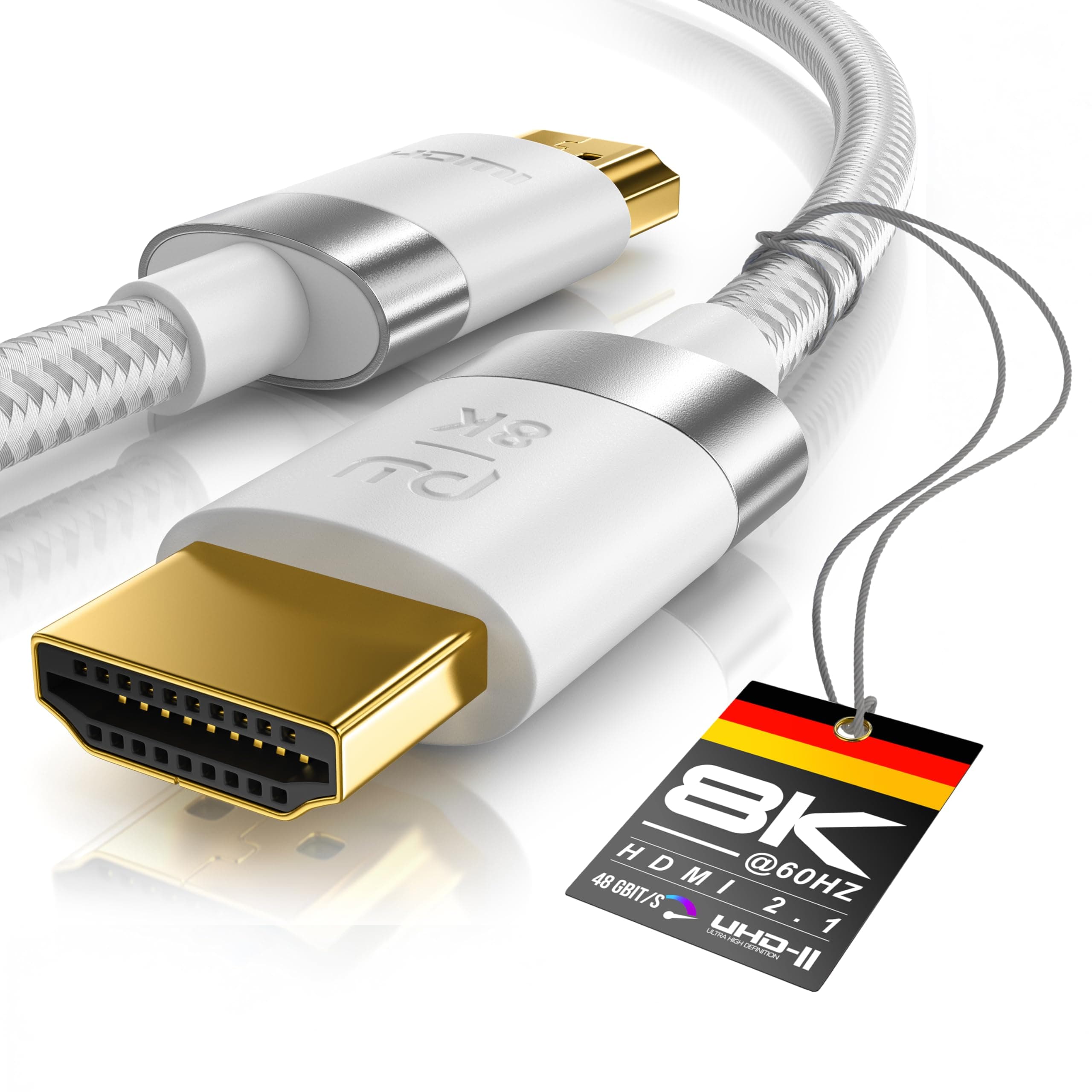 CSL - 8k / 4k HDMI Kabel 2.1/2.0-1m - 8K @ 60Hz / 120Hz - 4K @ 240Hz - 48 Gbit/s - 3D - Ultra High Speed mit Ethernet - TV Blu-ray PS5 Xbox Series X Switch - weiß - 1 Meter 1,0m (Meter) weiß Angebot bei HelloDeals