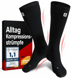 CORE GORIMO - Kompressionsstrümpfe Herren & Damen - Atmungsaktiv - Stützstrümpfe & Thrombosestrümpfe für stehende Berufe, Flug und Sport 39-42 Schwarz Angebot bei HelloDeals