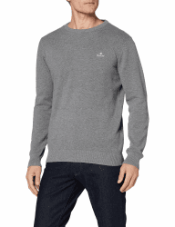 Gant Herren Classic Cotton C-Neck Pullover (1er Pack) XXL Dark Grey Melange Angebot bei HelloDeals
