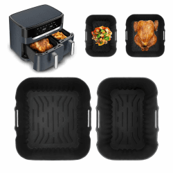 Silikonform Heißluftfritteuse Zubehör für Tefal Dual Easy Fry XXL EY942BE0 Doppelkammer 11L 6,5/4,5L, Air Fryer Accessories Auflaufform Silikon Einsatz, Backform für Moulinex Easy Fry EZ942BF0 11L Angebot bei HelloDeals