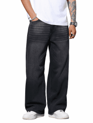 Herren Baggy Jeans Weite Hip Hop Skateboard lässige Denim-Hosen | lockere,im Y2K,Skater Streetwear-Stil,oversized,entspannte Passform XXL A20 Schwarz Angebot bei HelloDeals