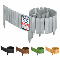 Garronda 200x10 cm Rasenkante Beeteinfassung Holz Grau GD-0046 | Flexibel formbar, als Rollborder, Beetumrandung, Beetbegrenzung und Gartenzaun für Rasen, Rabatten, Wege und Gartenbereiche Grau Höhe: 10 cm Angebot bei HelloDeals