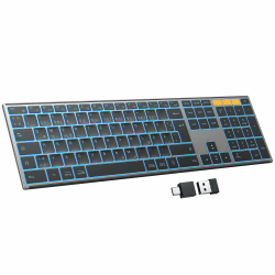OMOTON Kabellose Tastatur Bluetooth, Metallgehäuse, Deutsches QWERTZ Layout | 2,4G+BT, Beleuchtet, Schlanke Scherenmechanik für Leises Tippen, Wiederaufladbare, für Windows PC/MAC, Büro/Homeoffice Angebot bei HelloDeals