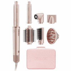 7 in 1 Airstyler, Föhn mit Diffusor, lockenstab Automatisch, Auto-Styling | Warmluftbürste, Ohne Extreme Hitze, Coanda, Ionen-Technologie, Schnellföhnen, Volumen, Glätten, Locken, Reisebox, Rosa 7 in 1 Elegantes Rosa Angebot bei HelloDeals