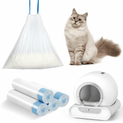 Katzentoilettenbeutel mit Zugbändern für 01D Selbstreinigende Katzentoilette 45 x 45 cm Katzenklo Selbstreinigend Müllsack Langlebige Reißfest, 4 Rollen(60 Stück), Blau Angebot bei HelloDeals