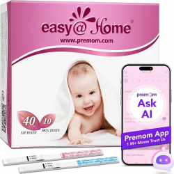 Easy@Home 40 Ovulationsteststreifen und 10 Schwangerschaftsteststreifen, Breite von 5 mm, angetrieben durch Premom Ovulationsprädiktor iOS und Android App 1 stück (50er Pack) Angebot bei HelloDeals