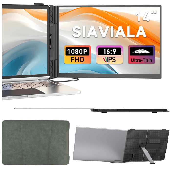 Laptop Bildschirm Erweiterung, 2025 Upgraded Ultra-Thin 14" FHD 1080P Portable Monitor für Laptop, Lightweight Dual Laptop Screen Extender für 13-17.3“ Laptops, Plug n Play für Windows/Mac/Android Dual Screen 14" Angebot bei HelloDeals