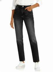 Cicy Bell Damen Jeans Straight Fit Jeanshosen Mittlere Taille Denim Skinny Hosen mit Taschen Schwarz 36 Angebot bei HelloDeals