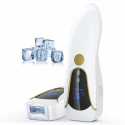 IPL Geräte Haarentfernung Laser, Schmerzfreie Haarentfernungsgerät mit Eiskühlsystem, 3 Funktionen, 9 Stufen, 600NM Rotlicht, Haarentferner zu Hause für Frauen Männer Achseln Bikini Beine Körper, Weiß Weißgold Angebot bei HelloDeals
