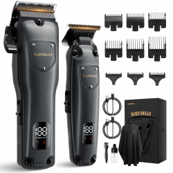 SUPRENT Haarschneidemaschine Herren, 7500RPM Schnurlose Haarschneider | Pflegesets Friseur-Haarschere LED-Anzeige, Lange Laufzeit, Präzisions Haartrimmer Bartschneider für Männer (Grau) Angebot bei HelloDeals
