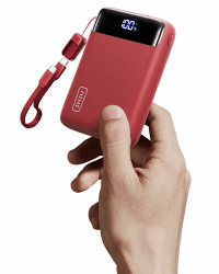 INIU 20000mAh Power Bank, Klein 22.5W Schnellladung Externe Handyakkus | Angebrachtem USB C Kabel, Flugtauglich & Reise-Essential, Power Bank für iPhone 17 16 15 Pro, Samsung S25, Xiaomi, iPad etc Rot Angebot bei HelloDeals