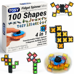 TOSY Magnet Fidget Spinner Mini – 8 Bausteine, 3-in-1: verwandelbarer Fidget-Spinner, Infinity-Würfel, 2x2 Puzzlewürfel, Anti-Stress, STEM-Sensorik-Magnetspielzeug Angebot bei HelloDeals