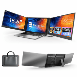 domyfan 15,6" Laptop Bildschirm-Erweiterung, Tragbarer Dreifach-Monitor FHD 1080P IPS, ultraschlank für 13–17" Laptops, Plug & Play via HDMI/USB-A/Type-C, kompatibel mit Mac/Windows/Android 15.6" Angebot bei HelloDeals