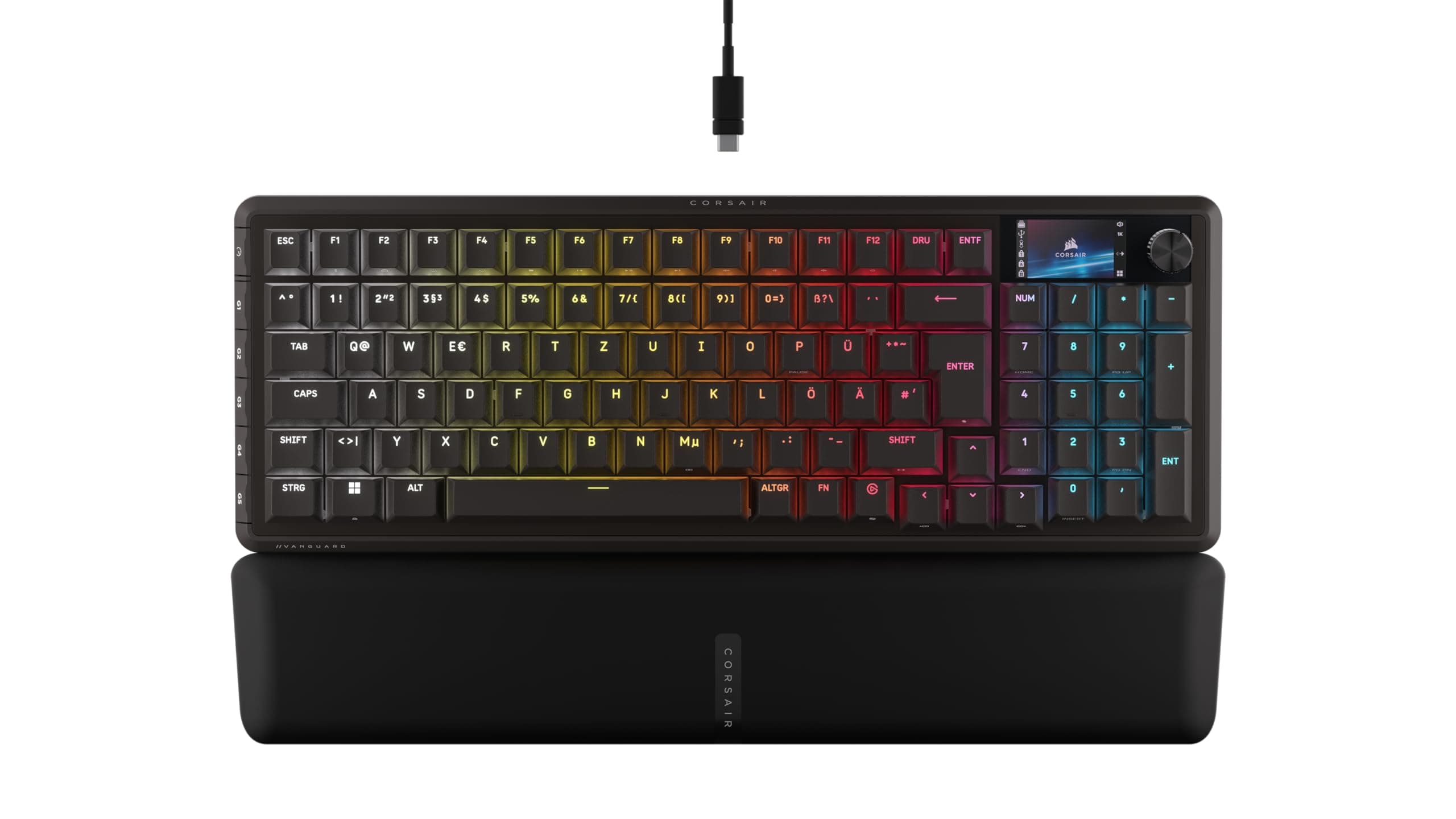 Corsair Vanguard 96 Kabelgebundene Mechanische Gaming-Tastatur – Schwarz | QWERTZ DE, 96% Layout, MLX Plasma-Linearschalter, 8000Hz-Polling, LCD-Display, Virtual Stream Deck, G-Tasten, SOCD Flashtap Angebot bei HelloDeals