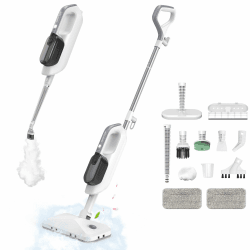 Dampfreiniger Handdampfreiniger, abnehmbar und multifunktional | 470 ml Wassertank, 3 Dampfstufen, Duftfach und 5 m Kabel, Standfunktion, für Fliesen, Laminat, Vinyl, Fenster, Polster & Auto Weiß Angebot bei HelloDeals
