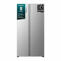 Hisense RS3P538NAIE Kühl-Gefrierkombination/Side by Side/Freistehend/ 527 L/EEK: E/ 39 dB/Perfekt Kitchen Fit/Boden-Kühlsystem/Meta-Tech Cooling/Total No Frost/ (BxHxT): 91,1×178,6×60 cm/Grau Edelstahl E Angebot bei HelloDeals