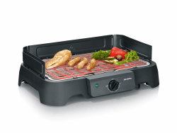 Severin Elektrogrill, Temperaturen 35-200 Grad Celsius, schnelles Aufheizen, 38x22 cm, Tischgrill mit Auffangschale, Edelstahl-Grillrost, Balkongrill, einfache Reinigung, 2000W, schwarz, PG 8593 Angebot bei HelloDeals